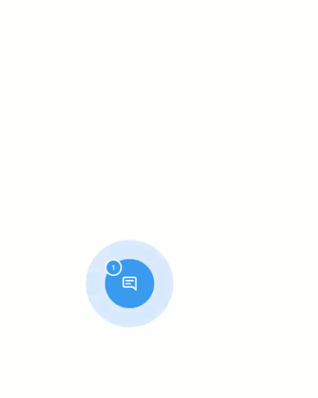 Blue chat/message icon inside a light blue circle on a white background