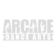 Arcade Dance Arts logo in light gray with dancer silhouettes in the letters