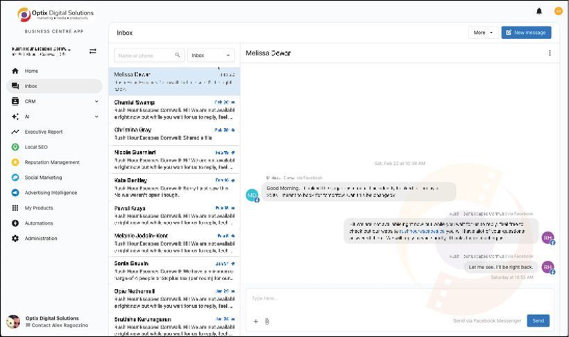 Email inbox interface with message list on left and conversation pane on right