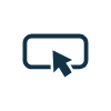 Cursor clicking a monitor icon with a right-pointing arrow
