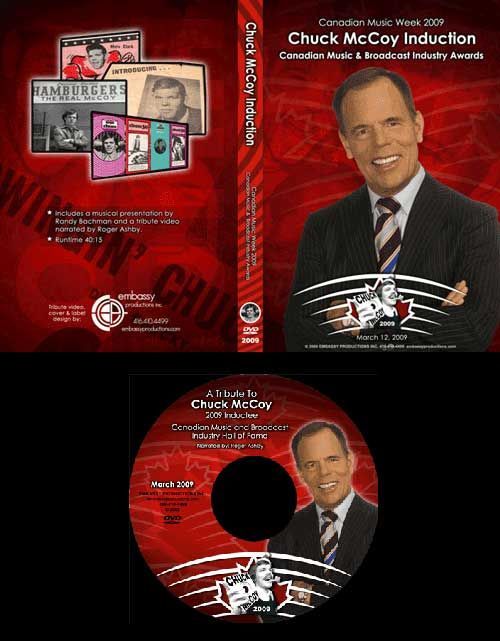 Chuck McCoy induction CD case and disc with red-and-black design and portrait cover