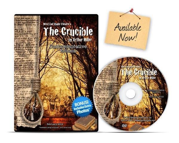 “The Crucible” DVD cover and disc with autumn tree cover art, plus an “Available Now!” tag
