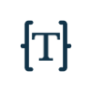 Dark blue T in braces icon on white background