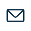 Simple envelope icon in dark blue outline on a white background
