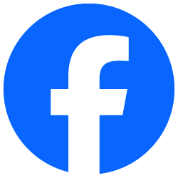 Blue Facebook logo with a white lowercase “f” in a circle