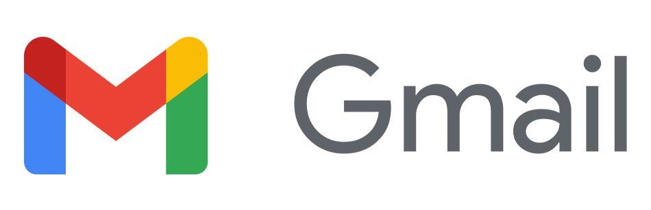 Gmail logo with multicolored M icon and gray “Gmail” text