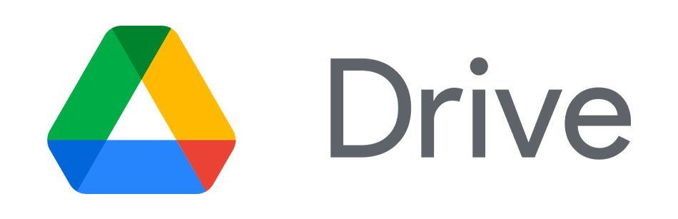 Google Drive logo with multicolor triangular icon and gray “Drive” text