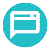 Pink gradient circle with a white contact card icon and user silhouette