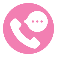 Pink gradient circle with a white contact card icon and user silhouette