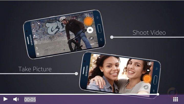 Smartphone camera interface showing “Take Picture” and “Shoot Video” with photos on screen