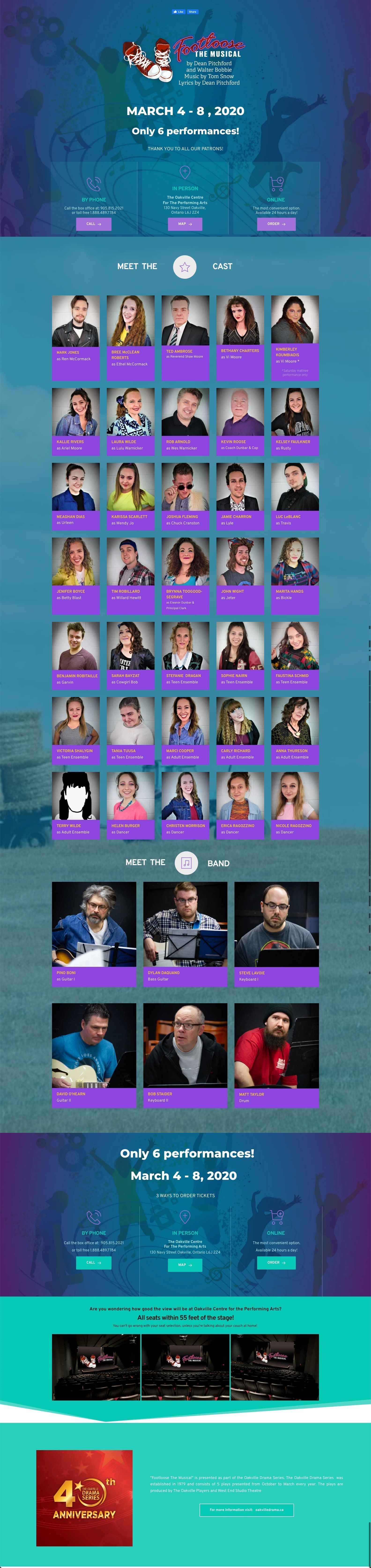 Blue event poster showing a collage of performers, stage scenes, and schedule details on a teal-purple background