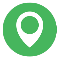 White location pin in a green circle icon