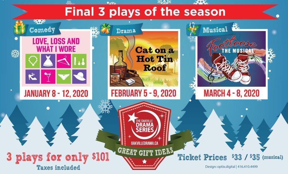 Poster for “Final 3 plays of the season,” with three colorful show ads and ticket prices at the bottom.