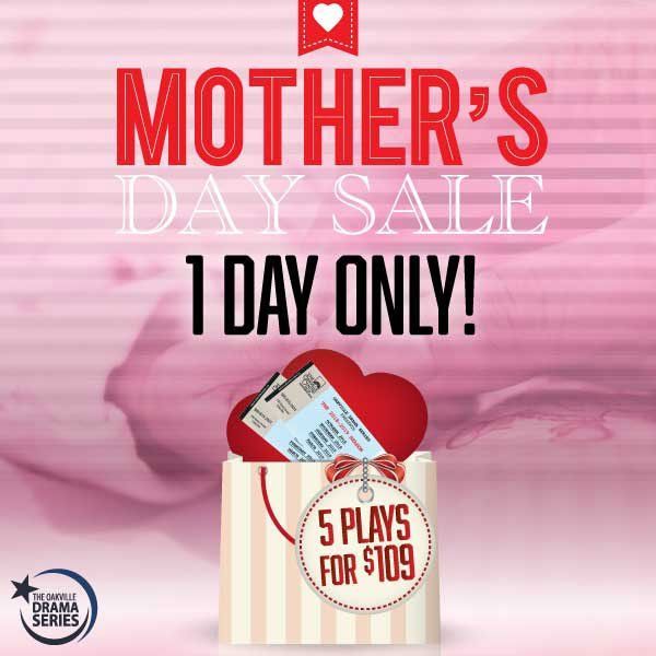 Mother's Day sale poster in pink with 1 day only and a $109.5 plays offer, featuring gift card in a bag