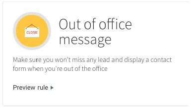 Out of office message card with yellow icon and text about displaying a contact form when away