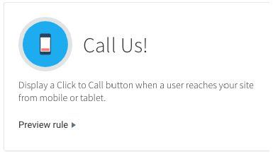 Blue phone icon with “Call Us!” and text about a click-to-call button for mobile or tablet users
