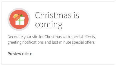 Christmas promotion banner with gift icon and text about special effects, notifications, and offers