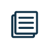 Outlined stacked documents icon in dark blue on a white background