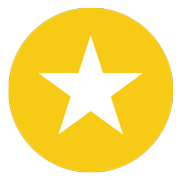 White star inside a yellow circle on a white background.