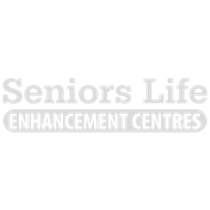 Seniors Life Enhancement Centres logo in light gray on a white background