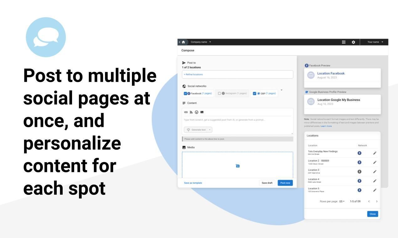 Social media dashboard for posting to multiple platforms with a preview and scheduling options