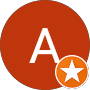 Orange circle with a white “A” and small star badge in the lower-right corner