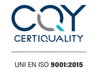Certiquality logo with “Sistema di gestione qualità certificato” and “UNI EN ISO 9001:2015” text in blue and gray