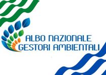 Logo di Albo Nazionale Gestori Ambientali con motivo a foglie blu e verdi su sfondo bianco.