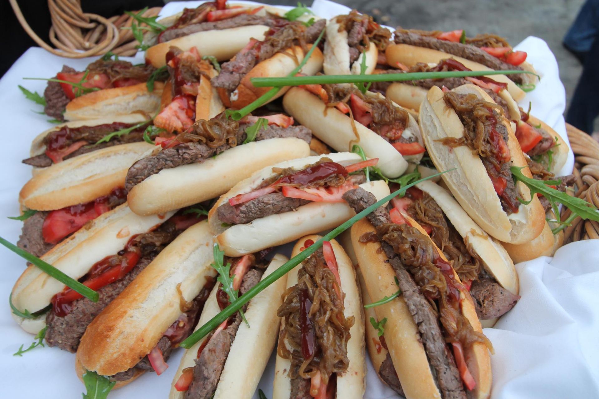 A large portion of rolls with steak and onions — Amanda Douglass Catering Service in Corlette, NSW