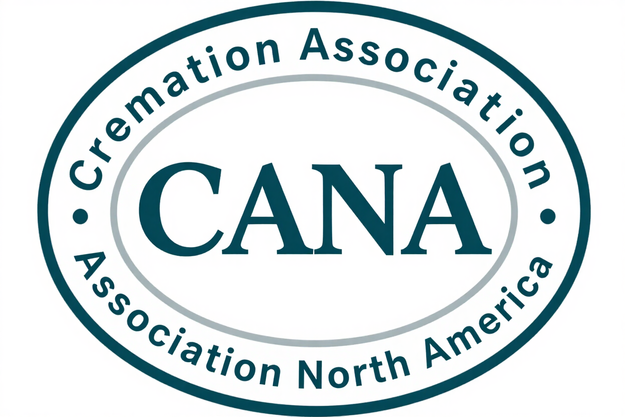 CANA logo with teal oval border and text for the Cremation Association of North America