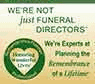 Funeral services ad with green logo and text: “We’re not just funeral directors.”