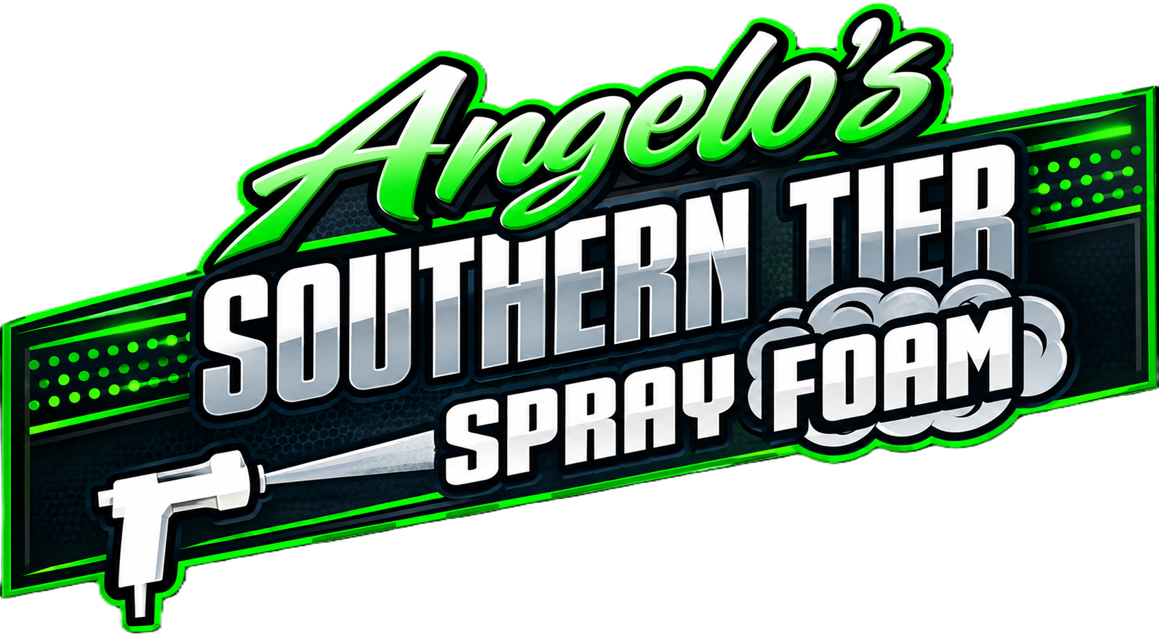 Southern Tier Spray Foam logo with bold white text on a black and green background
