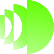 A green circle with a white background is cut in half.