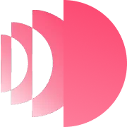 A pink circle with a white border and a white background.