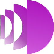 A purple circle with a white outline on a white background.