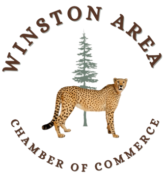 Winston Area Chamber of Commerce logo: cheetah and pine tree with text