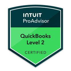 Intuit ProAdvisor QuickBooks Level 2 certified green shield badge