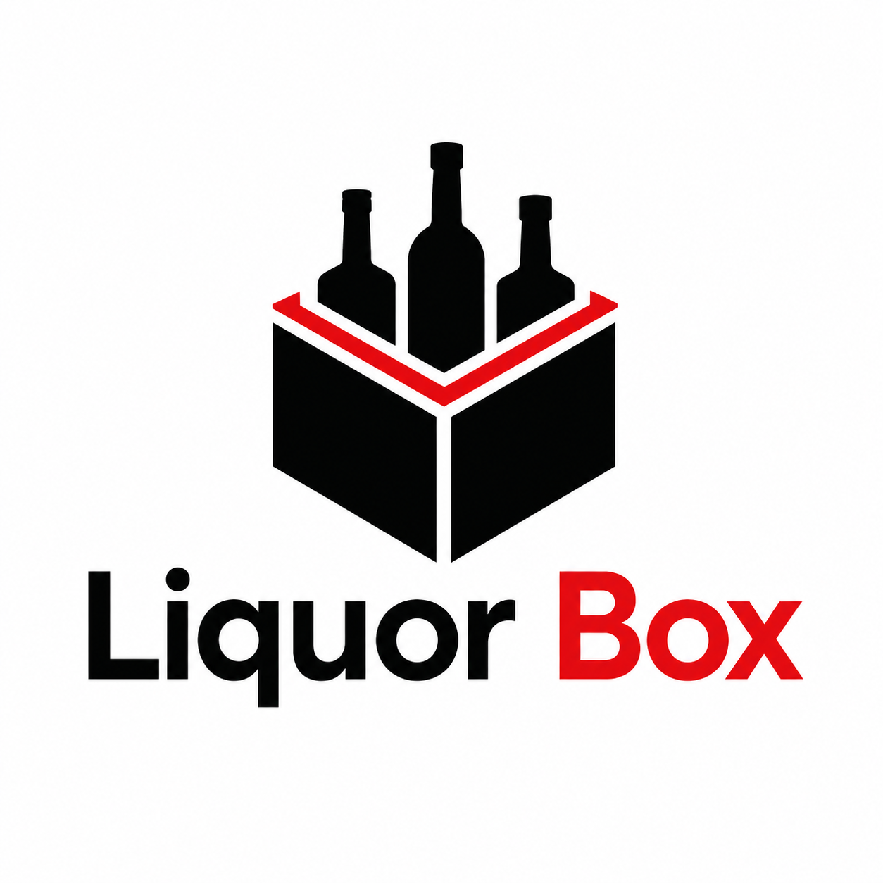 Liquor Barn logo: Red barn shape with white outline of three bottles and text