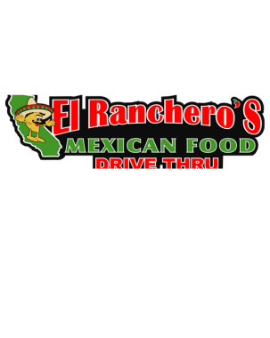 El Ranchero’s Mexican Food drive-thru logo with a chef hat and Mexico-themed graphic