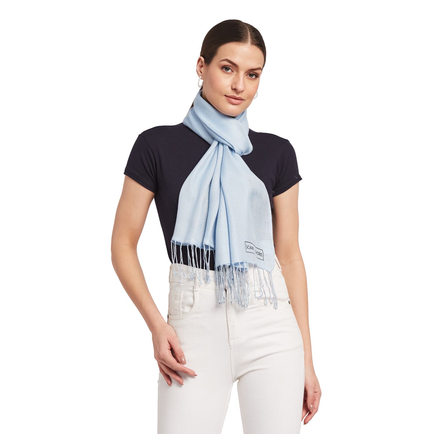 Twill Luxe Pashmina Scarf - Ocean Spark Twisted Fringe Lurex