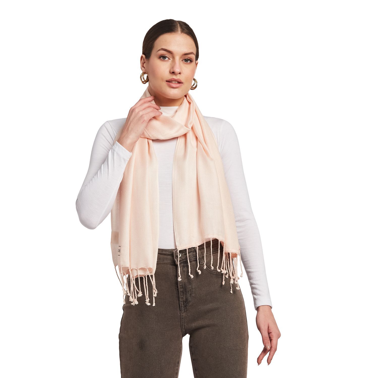 Twill Luxe Pashmina Scarf - Blush Whisper Twisted Fringe