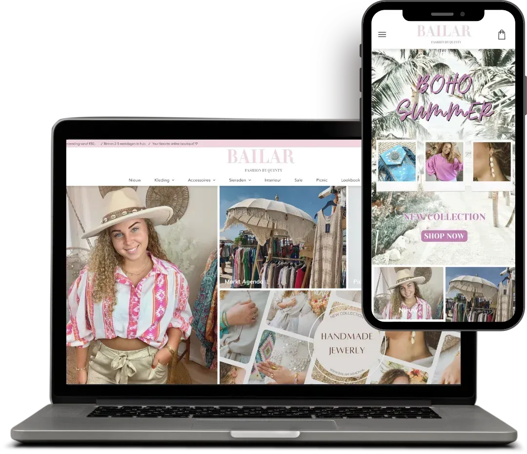 screenshot website van Bailarfashion