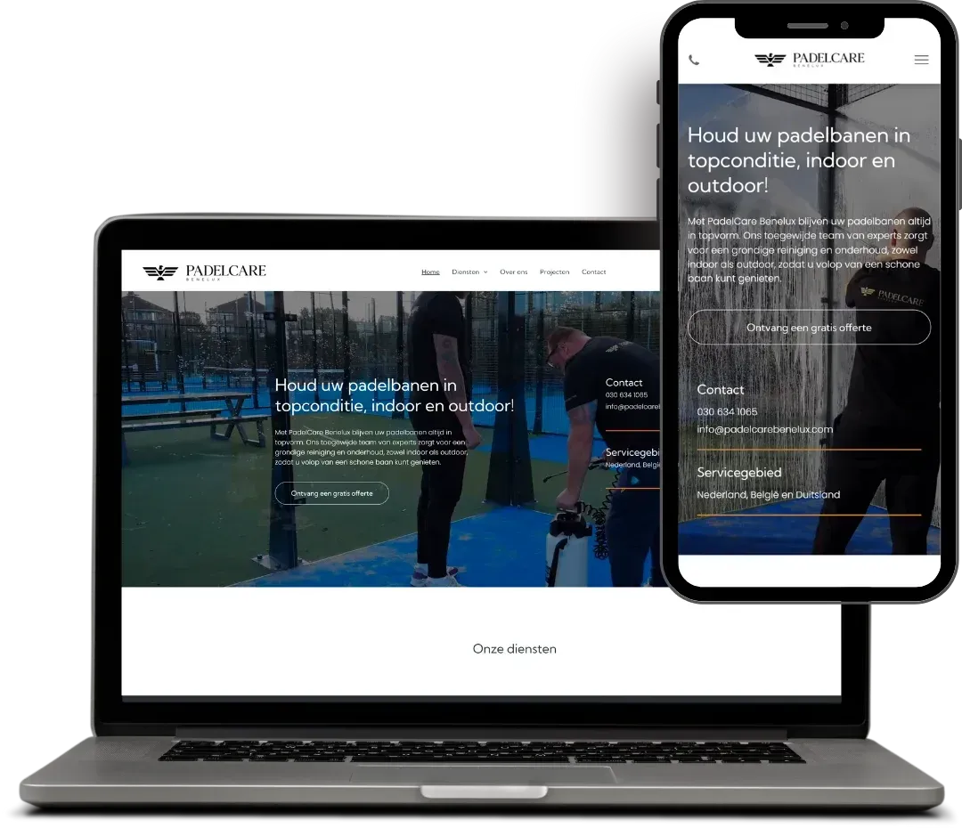 screenshot website van Padelcare Benelux