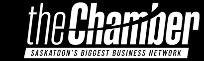 The Chamber logo with white text on a black background, reading “Saskatoon’s Biggest Business Network.”