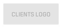 Gray placeholder box labeled “CLIENTS LOGO”