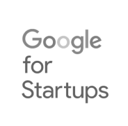 O logotipo do google for startups é um logotipo cinza e branco sobre fundo branco.