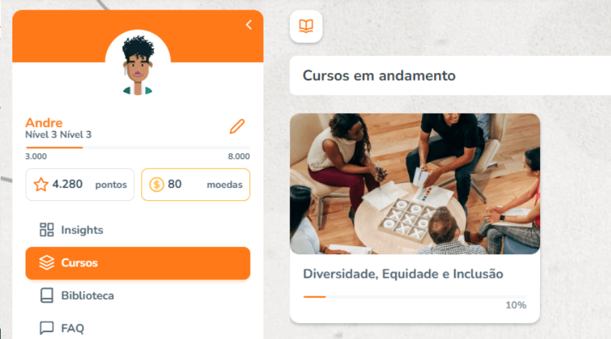 Uma captura de tela do perfil de uma pessoa e uma foto de um grupo de pessoas sentadas ao redor de uma mesa.