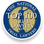 A logo for the national top 100 trial lawyers.
