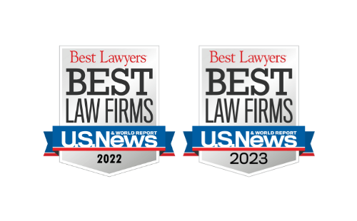 Two logos for best lawyers law firms , one for 2022 and one for 2023.