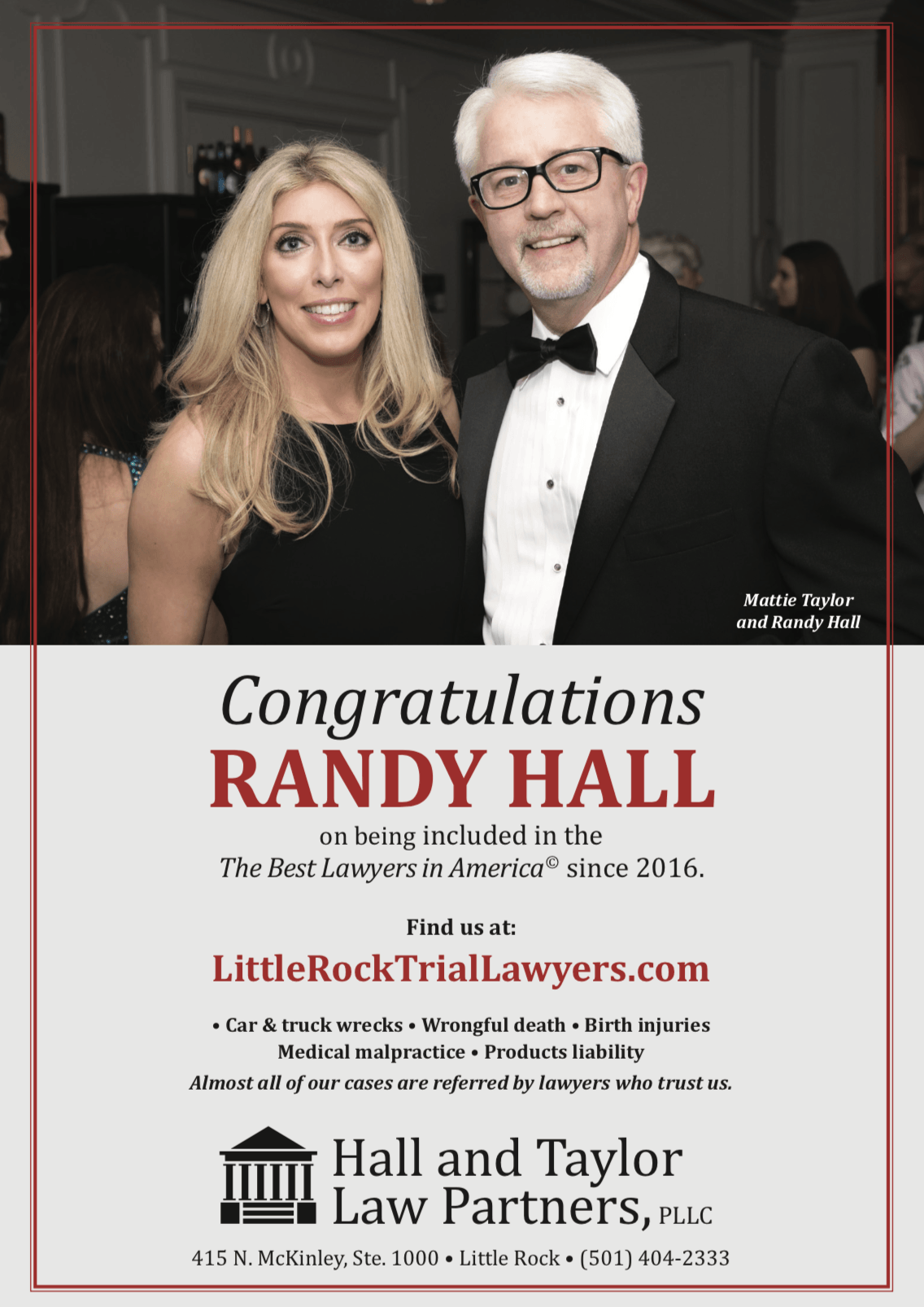 Congratulations randy hall on being included in the best lawyers in america